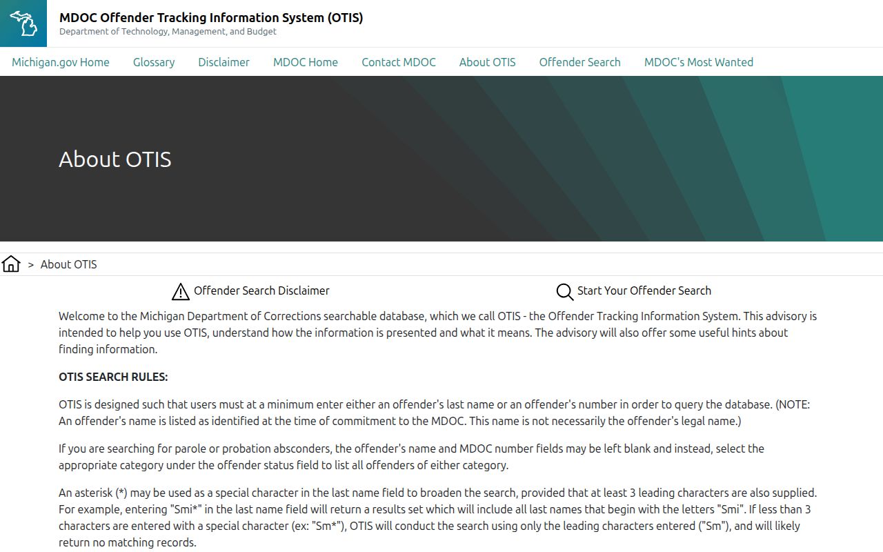 Iosco County release date OTIS field definitions