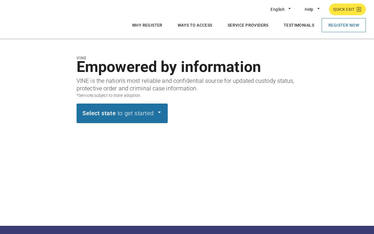 Iosco County VINELink release check state and person search screen